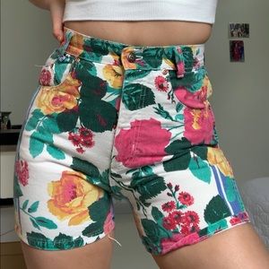 90s Y2k Vintage Floral High Waisted Denim Shorts